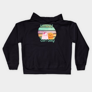 Happy Cat Day International  cat day Kids Hoodie